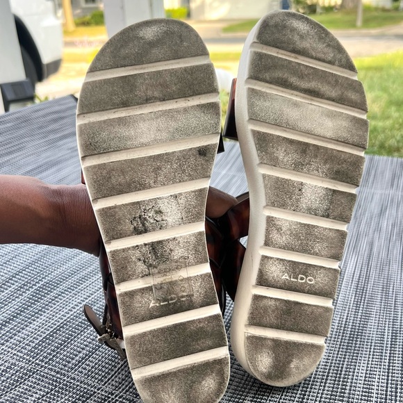 Aldo Flat Form Sole Faux Tortoiseshell Sandals Size 9 Great Condition - Picture 6 of 10